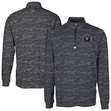 Men's-Cutter & Buck  Black Inter Miami CF Traverse Stretch Eco Camo Print Quarter-Zip Pullover Top