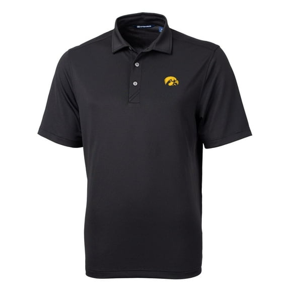 Men's Cutter & Buck Black Iowa Hawkeyes Virtue Eco Pique Recycled Polo