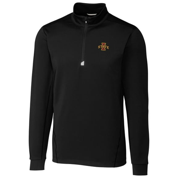 Men's Cutter & Buck Black Iowa State Cyclones Collegiate Big & Tall Traverse Half-Zip Jacket