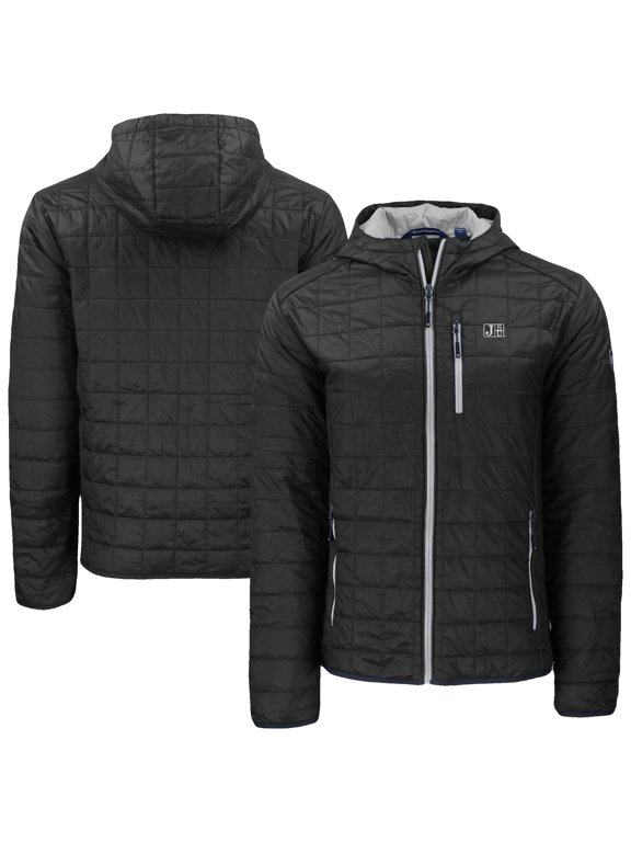Men's-Cutter & Buck Black Jackson State Tigers Rainier Eco PrimaLoft Hooded Full-Zip Jacket