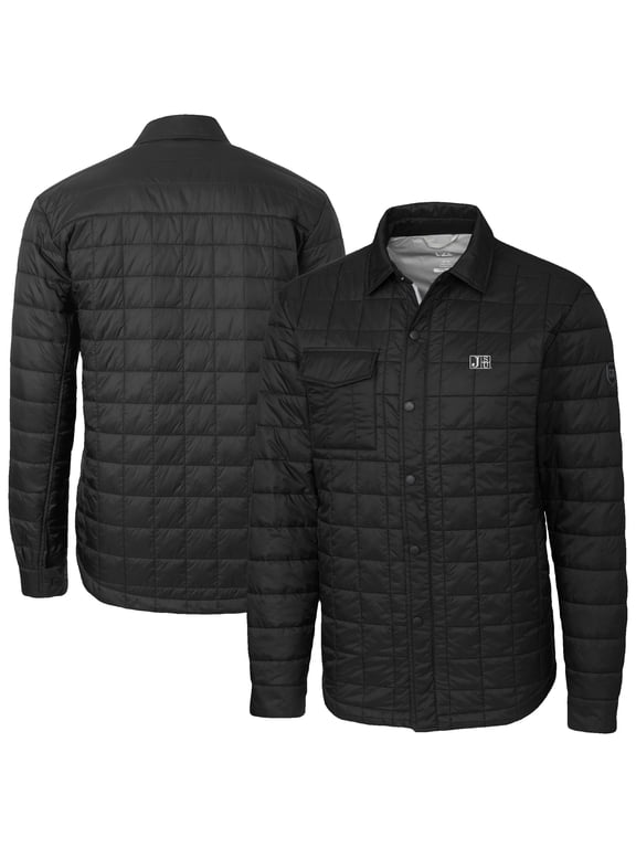 Men's-Cutter & Buck Black Jackson State Tigers Ranier Eco Insulated PrimaLoft Full-Snap Shacket