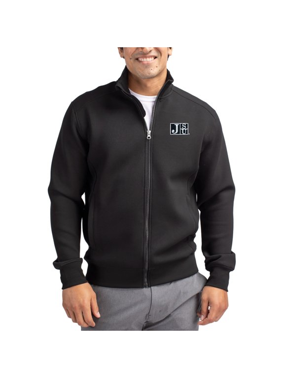 Men's-Cutter & Buck Black Jackson State Tigers Roam Eco Recycled Full-Zip Jacket