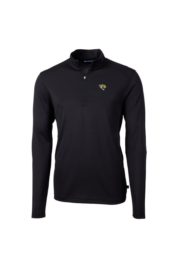 Men's Cutter & Buck Black Jacksonville Jaguars Big & Tall Virtue Eco Pique Quarter-Zip Pullover Jacket