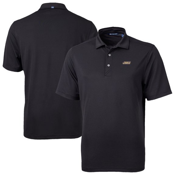 Men's Cutter & Buck Black James Madison Dukes Virtue Eco Pique Recycled Polo