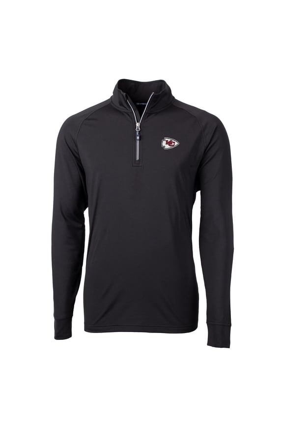 Men's Cutter & Buck Black Kansas City Chiefs Adapt Eco Knit Quarter-Zip Pullover Jacket