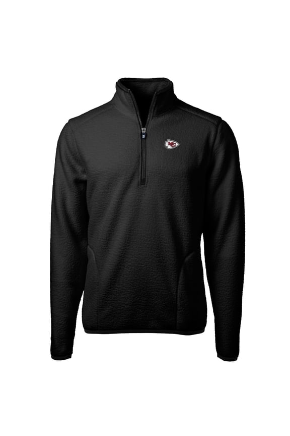 Men's Cutter & Buck Black Kansas City Chiefs Big & Tall Cascade Eco Sherpa Fleece Quarter-Zip Pullover Jacket