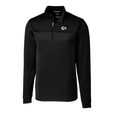 Men's Cutter & Buck Black Kansas City Chiefs Big & Tall Traverse Stripe Half-Zip Pullover Jacket