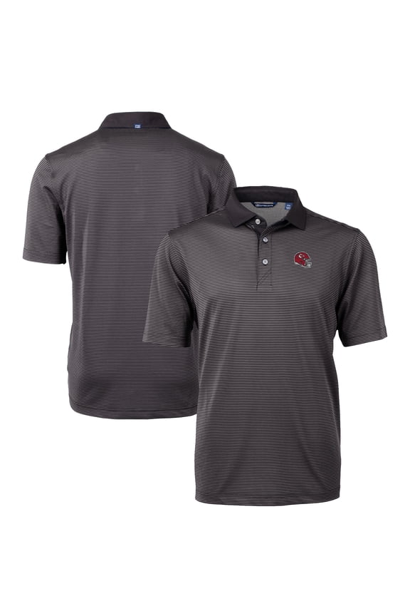 Men's Cutter & Buck Black Kansas City Chiefs Big & Tall Virtue Eco Pique Micro Stripe DryTec Tri-Blend Recycled Polo
