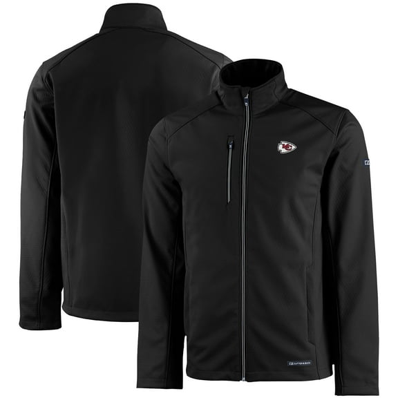 Men's Cutter & Buck Black Kansas City Chiefs Evoke Eco Softshell Recycled Full-Zip Jacket