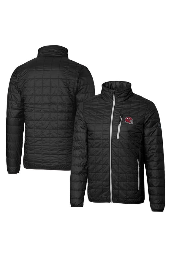 Men's Cutter & Buck Black Kansas City Chiefs Helmet Rainier PrimaLoft Eco Insulated Full-Zip Puffer Jacket
