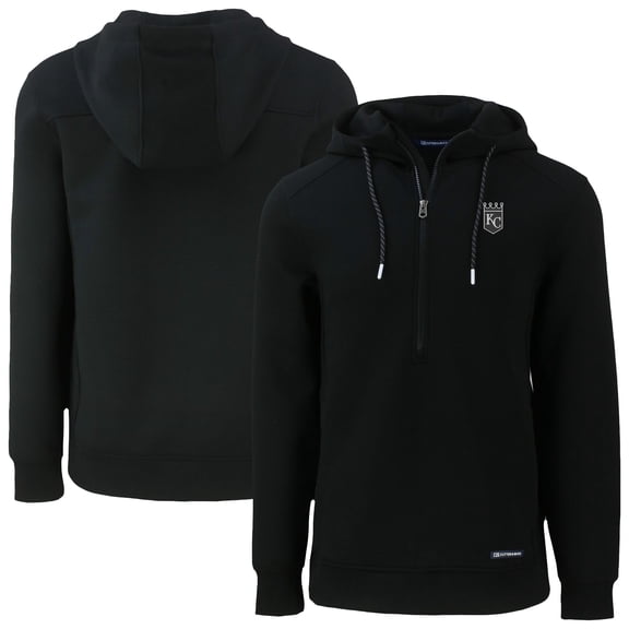 Men's Cutter & Buck Black Kansas City Royals Roam Eco Recycled Half-Zip Pullover Hoodie