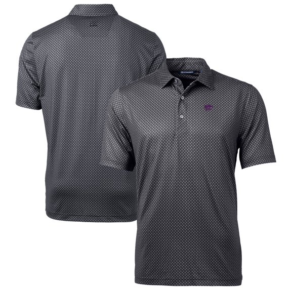Men's Cutter & Buck Black Kansas State Wildcats Big & Tall Pike Banner Print Polo