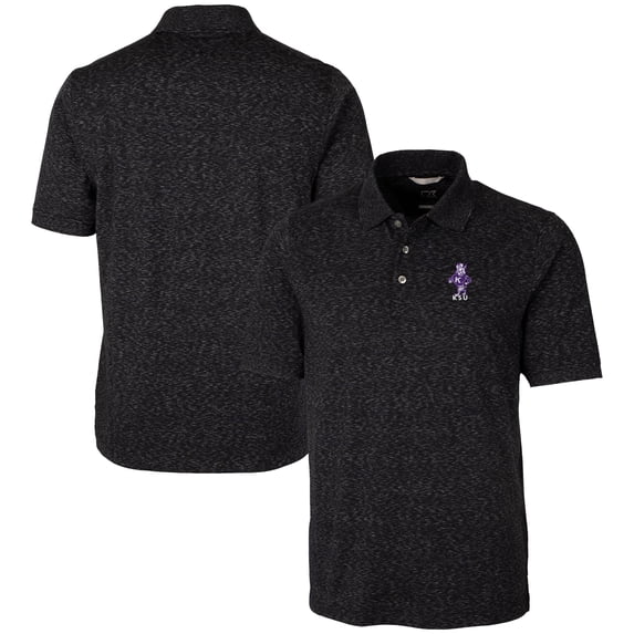 Men's Cutter & Buck  Black Kansas State Wildcats Vault Advantage Tri-Blend Space Dye Polo