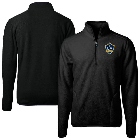 Men's Cutter & Buck Black LA Galaxy Cascade Eco Fleece Quarter-Zip Jacket