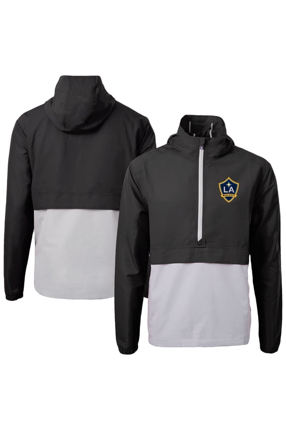 Men's-Cutter & Buck Black LA Galaxy Charter Eco Recycled Full-Zip Anorak Jacket
