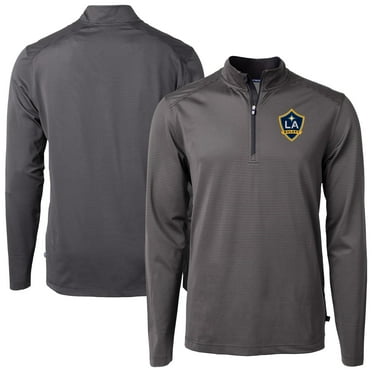 Men's Cutter & Buck Black LA Galaxy DryTec Virtue Eco Pique Micro Stripe Recycled Quarter-Zip Pullover Top