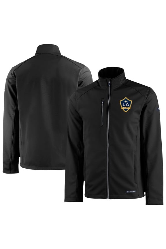 Men's Cutter & Buck  Black LA Galaxy Evoke Eco Softshell Recycled Full-Zip Jacket