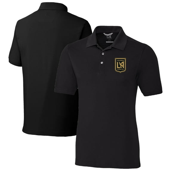 Men's-Cutter & Buck  Black LAFC Big & Tall Advantage Eco Tri-Blend Pique Polo