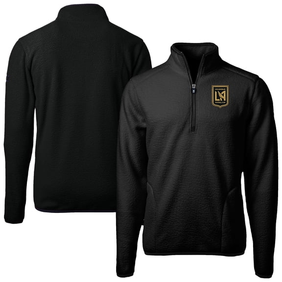 Men's Cutter & Buck Black LAFC Big & Tall Cascade Eco Sherpa Fleece Quarter-Zip Pullover Jacket