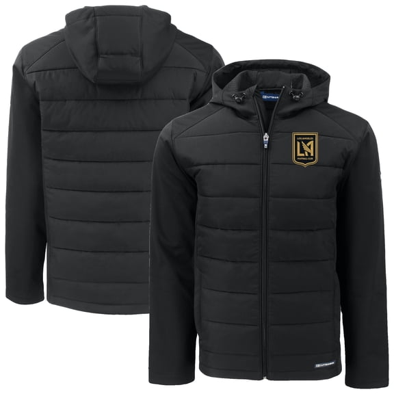 Men's Cutter & Buck Black LAFC Big & Tall Evoke Hybrid Eco Softshell Recycled Full-Zip Hoodie Jacket