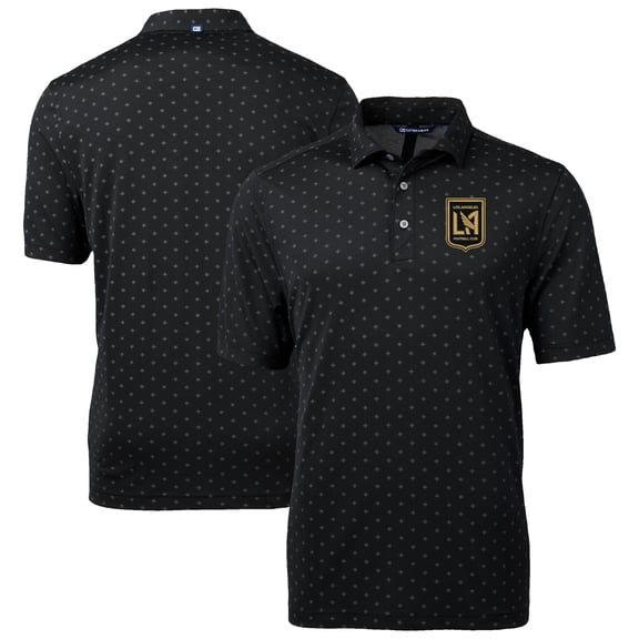 Men's Cutter & Buck Black LAFC DryTec Virtue Eco Pique Tile Print Recycled Polo