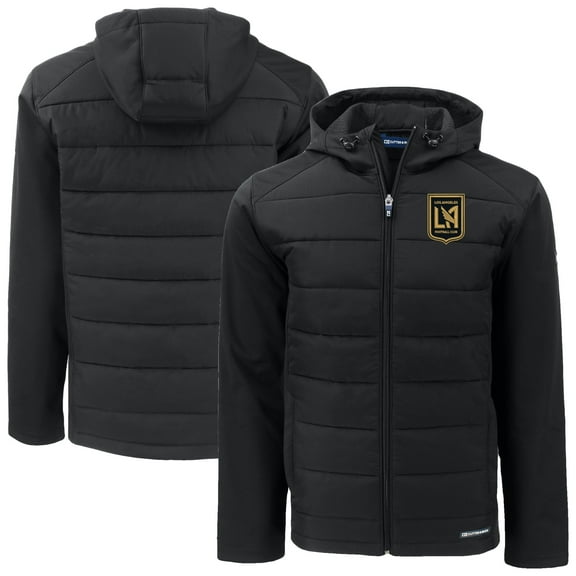 Men's Cutter & Buck  Black LAFC Evoke Hybrid Eco Softshell Recycled Full-Zip Jacket