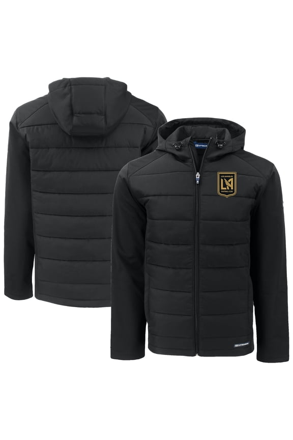 Men's Cutter & Buck Black LAFC Evoke Hybrid Eco Softshell Recycled Full-Zip Jacket