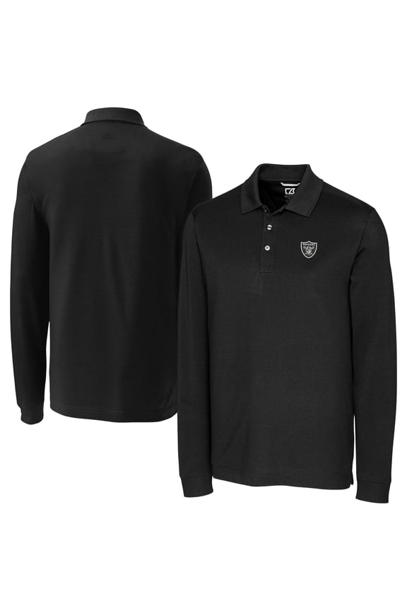 Men's Cutter & Buck Black Las Vegas Raiders Advantage Eco Pique DryTec Tri-Blend Polo