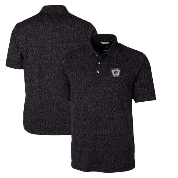 Men's Cutter & Buck Black Las Vegas Raiders Advantage Tri-Blend Space Dye Big & Tall Throwback Polo