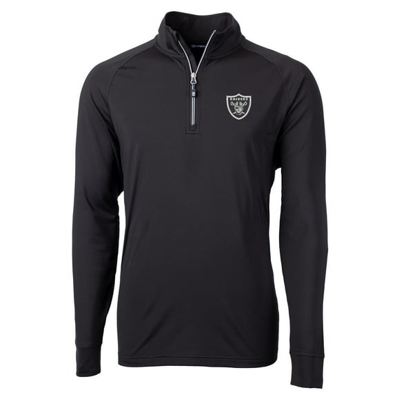 Men's Cutter & Buck Black Las Vegas Raiders Big & Tall Adapt Eco Knit Quarter-Zip Pullover Jacket