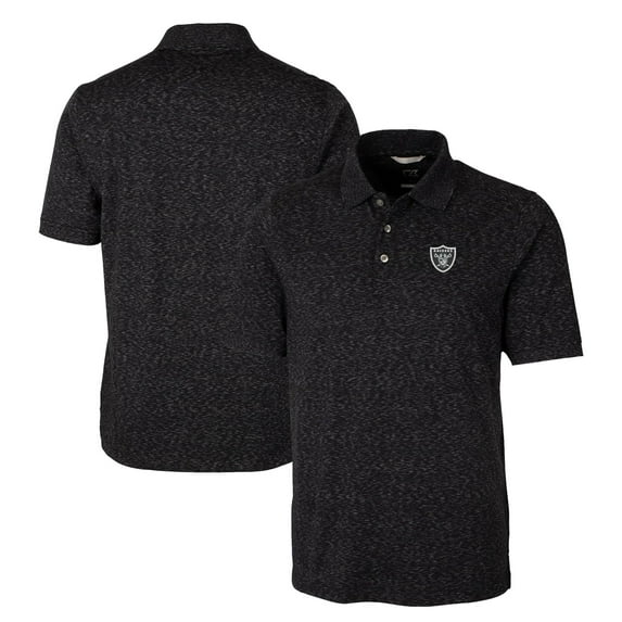 Men's Cutter & Buck Black Las Vegas Raiders Big & Tall Advantage Tri-Blend Space Dye Polo