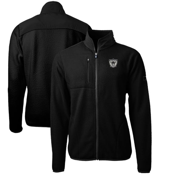 Men's Cutter & Buck Black Las Vegas Raiders Cascade Eco Sherpa Big & Tall Fleece Full-Zip Throwback Jacket
