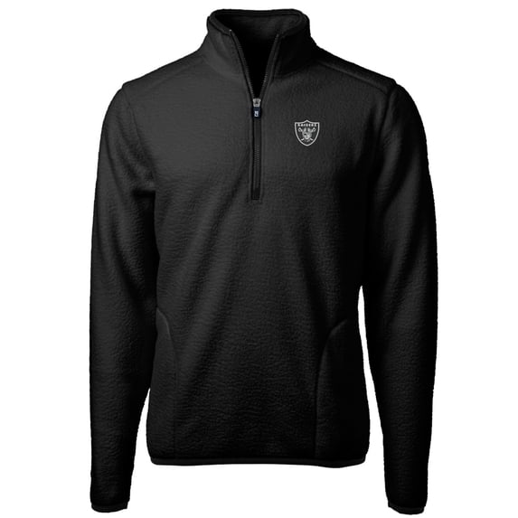Men's Cutter & Buck Black Las Vegas Raiders Cascade Eco Sherpa Fleece Quarter-Zip Pullover Jacket