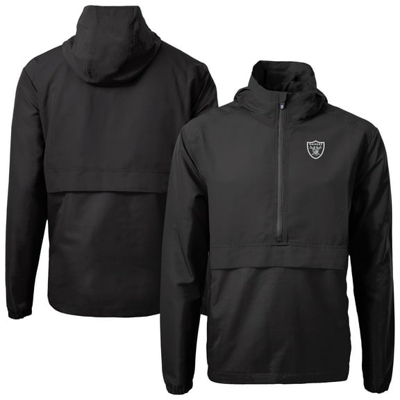 Men's Cutter & Buck Black Las Vegas Raiders Charter Eco Recycled Anorak Half-Zip Jacket