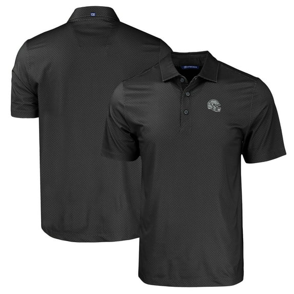 Men's Cutter & Buck Black Las Vegas Raiders Helmet Big & Tall Pike Eco Tonal Geo Print Stretch Recycled Polo