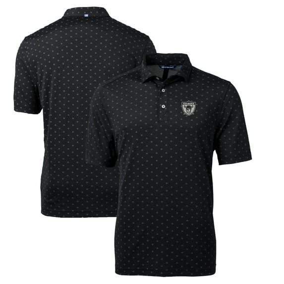 Men's Cutter & Buck Black Las Vegas Raiders Throwback Logo Virtue Eco Pique Tile Recycled Big & Tall Polo