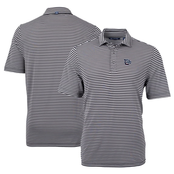 Men's Cutter & Buck Black Lehigh Valley IronPigs DryTec Virtue Eco Pique Stripe Recycled Polo