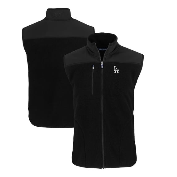 Men's Cutter & Buck Black Los Angeles Dodgers Big & Tall Cascade Eco Sherpa Fleece Full-Zip Vest