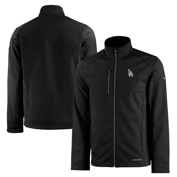 Men's Cutter & Buck Black Los Angeles Dodgers Evoke Eco Softshell Recycled Full-Zip Jacket