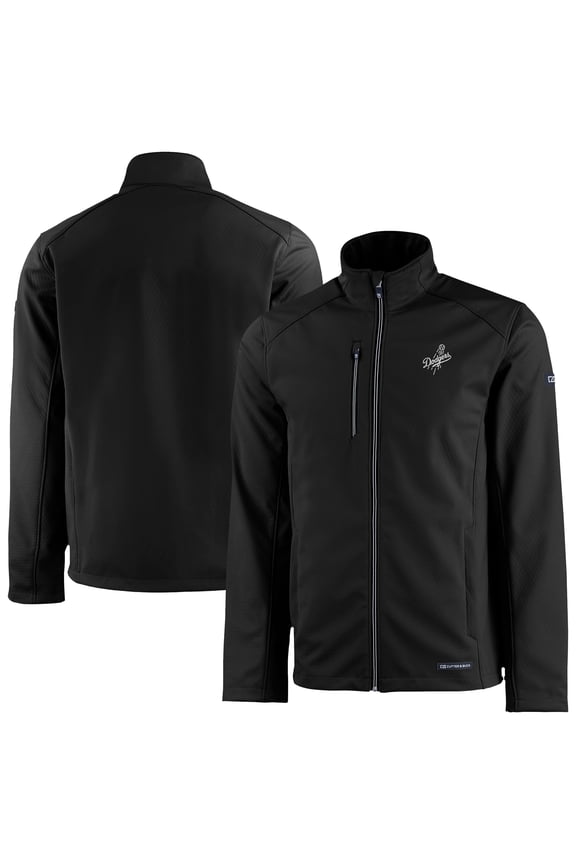 Men's Cutter & Buck Black Los Angeles Dodgers Evoke Eco Softshell Recycled Full-Zip Jacket