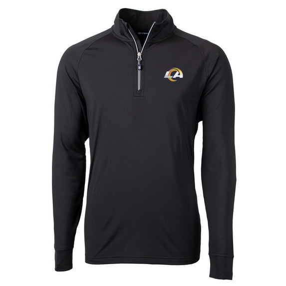 Men's Cutter & Buck Black Los Angeles Rams Adapt Eco Knit Quarter-Zip Pullover Jacket