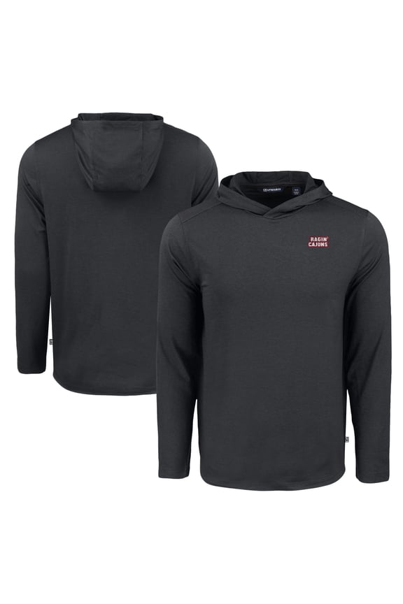 Men's Cutter & Buck Black Louisiana Ragin' Cajuns Coastline Epic Comfort Eco Recycled Long Sleeve Hoodie T-Shirt
