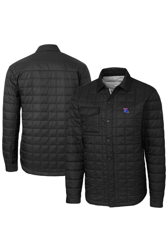 Men's-Cutter & Buck Black Louisiana Tech Bulldogs Ranier Eco Insulated PrimaLoft Full-Snap Shacket