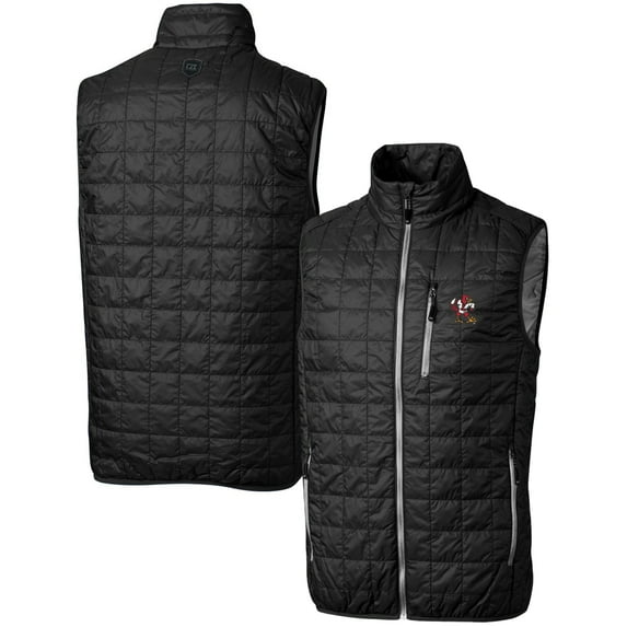 Men's Cutter & Buck Black Louisville Cardinals Team Logo Big & Tall Rainier PrimaLoft Eco Insulated Full-Zip Puffer Vest