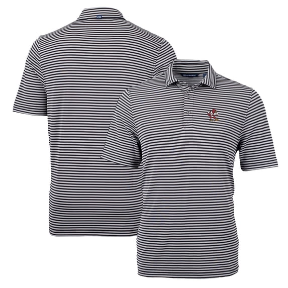 Men's Cutter & Buck Black Louisville Cardinals Throwback Logo Virtue Eco Pique Stripe Recycled Polo