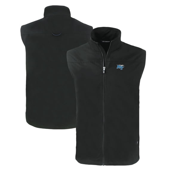 Men's Cutter & Buck Black MTSU Blue Raiders Charter Eco Recycled Full-Zip Vest