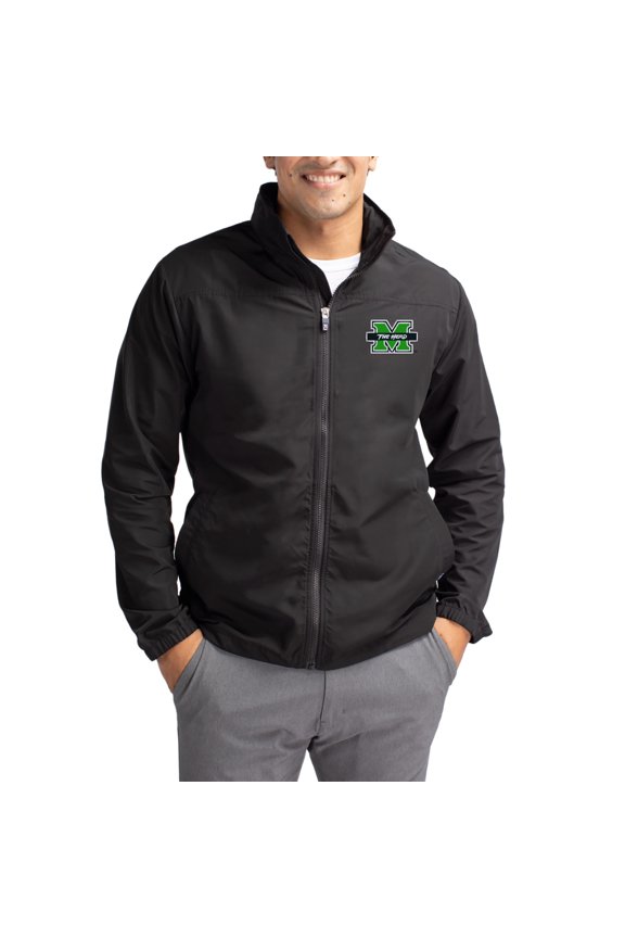 Men's Cutter & Buck Black Marshall Thundering Herd Charter Eco Recycled Full-Zip Jacket