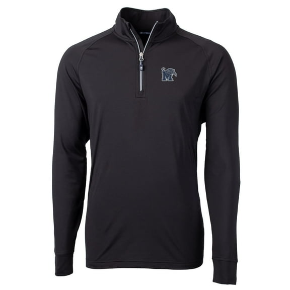 Men's Cutter & Buck Black Memphis Tigers Big & Tall Adapt Eco Knit Quarter-Zip Pullover Jacket