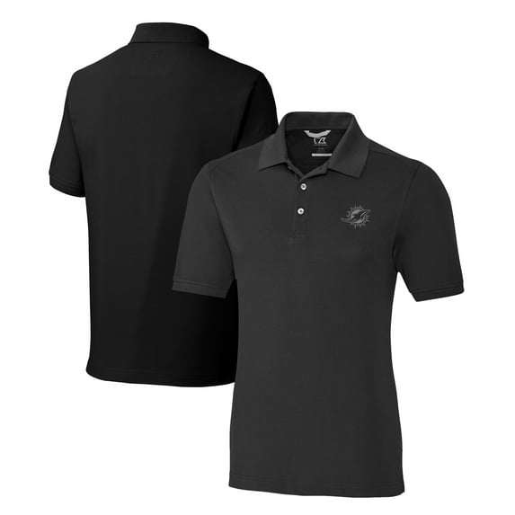 Men's Cutter & Buck Black Miami Dolphins Big & Tall Advantage Eco Pique DryTec Tri-Blend Polo
