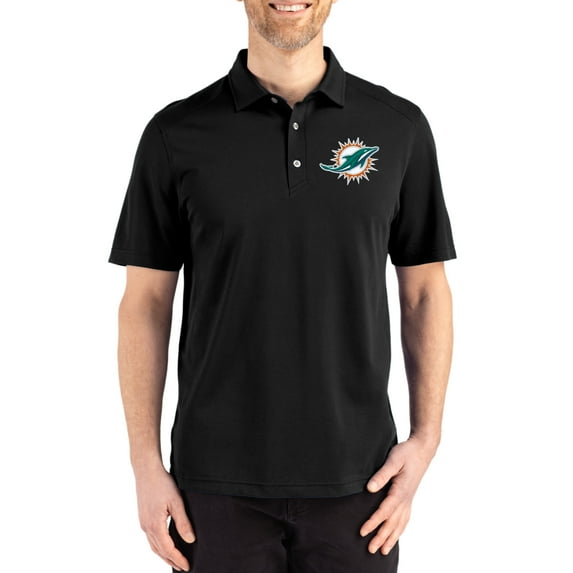 Men's Cutter & Buck Black Miami Dolphins Big & Tall Advantage Refresh Epic Confidence Recycled Tri-Blend Pique Polo